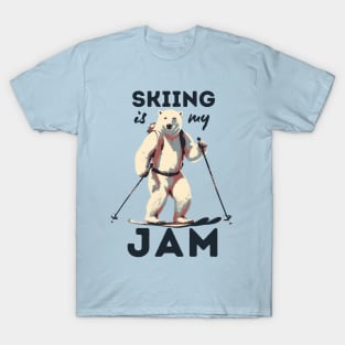 Skiing Is My Jam Polar Bear Skiing T-Shirt